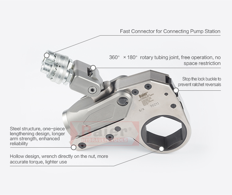 Steel Portable 250 Nm Hydraulic Torque Wrench for Gears
