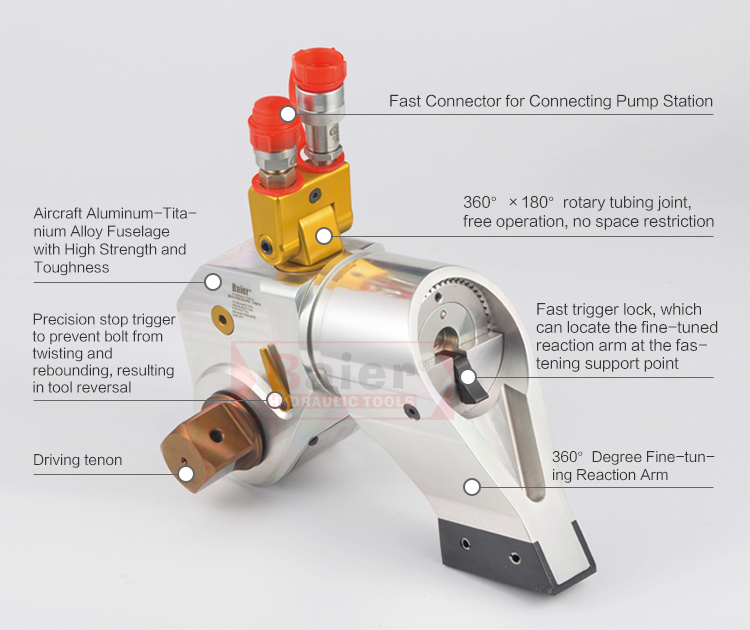 Ti Alloy Portable 250 Nm Hydraulic Torque Wrench for Gears