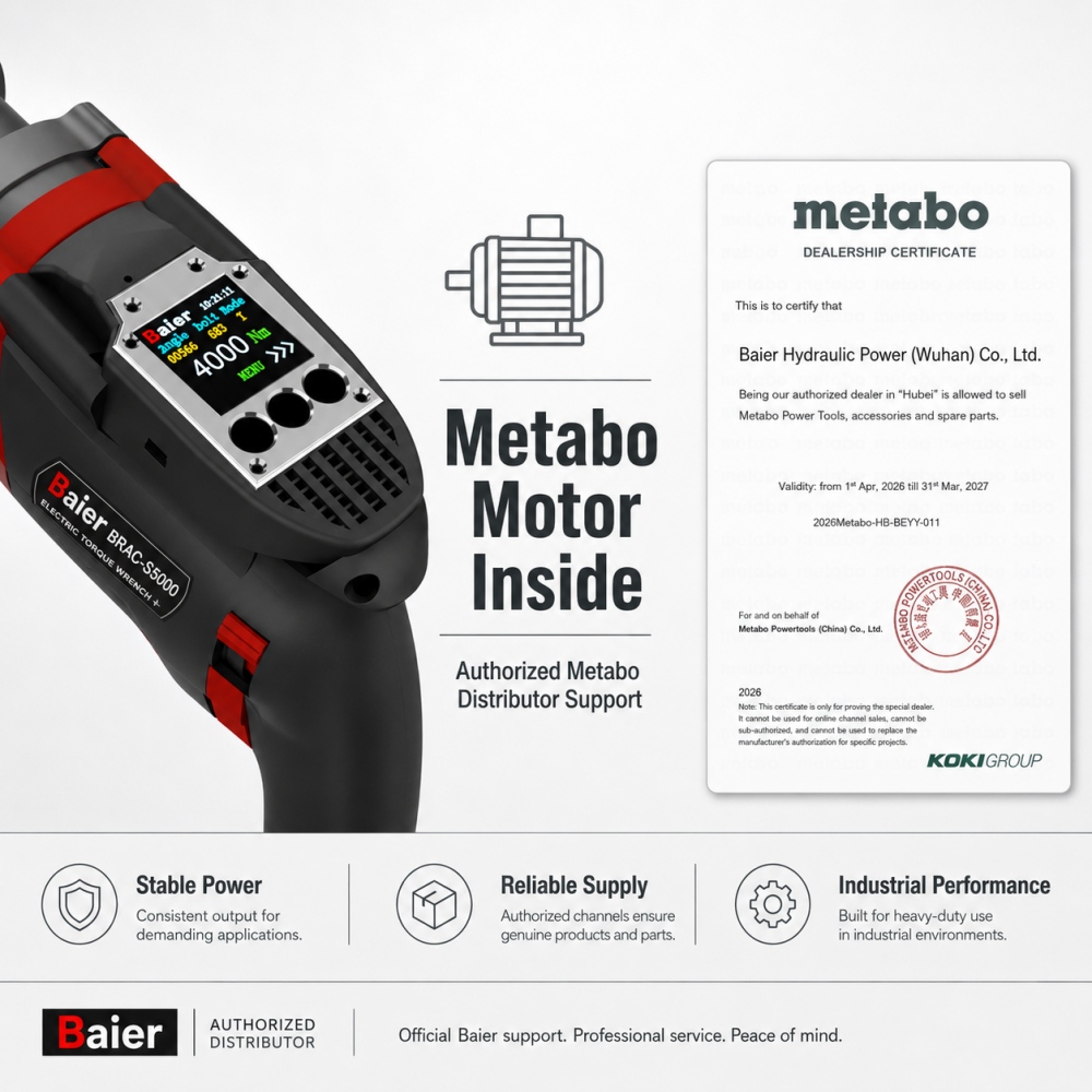 BRAC-S5000 electric torque wrench with Metabo motor and authorized distributor support