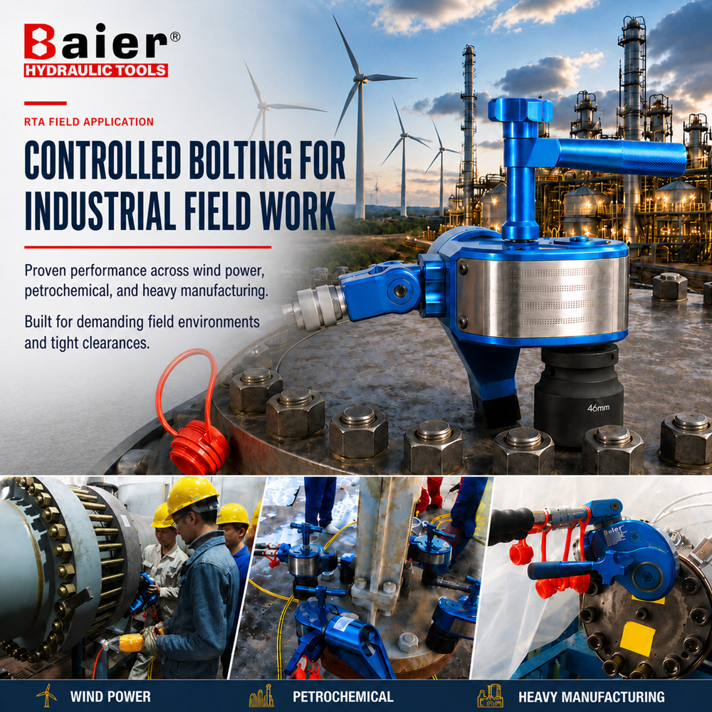 RTA hydraulic torque wrench in representative wind power petrochemical and industrial bolting applications