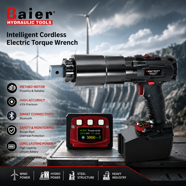 Bair BRDC-SS Cordless Smart Torque Wrench 50-12000Nm Heavy Duty Battery Torque Tool with German Metabo Motor for Industrial Distributors