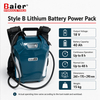 18V 40Ah backpack lithium battery technical data with 15 kg weight