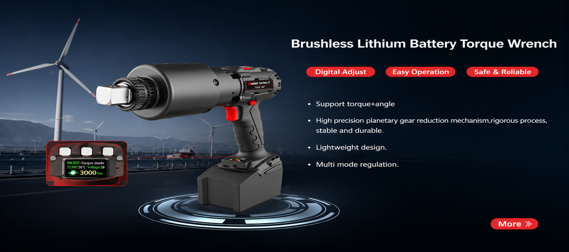 brushless lithium battery torque wrench